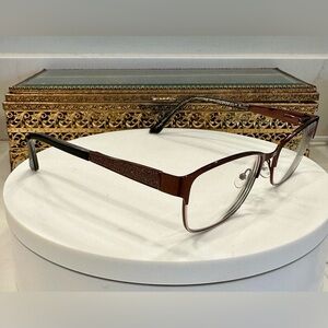 Kay Unger - NY - Rx Coppery Brown Eyeglass Frames - Sparkly Temple Accents, EUC